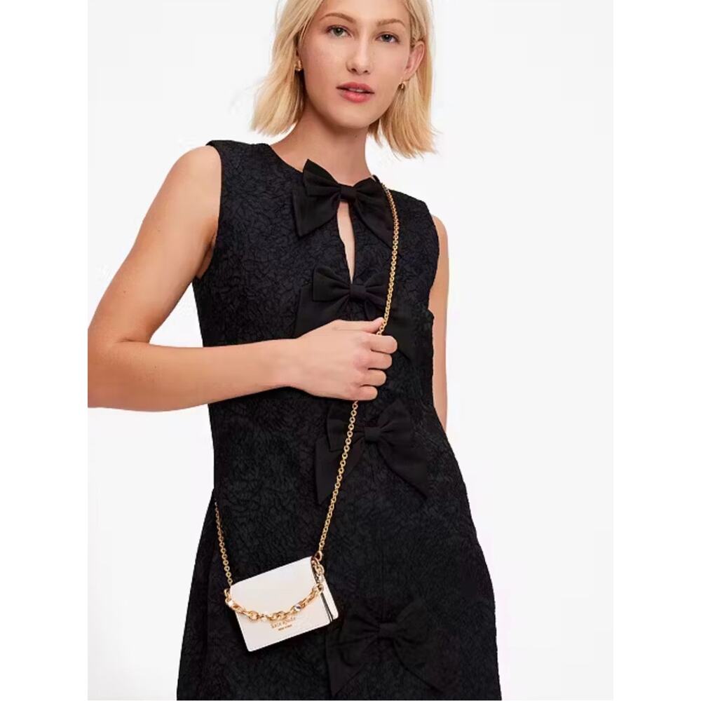 kate spade Cream Mini Saffiano Crossbody with Gold Chain & Crystal Accents - Picture 6 of 8